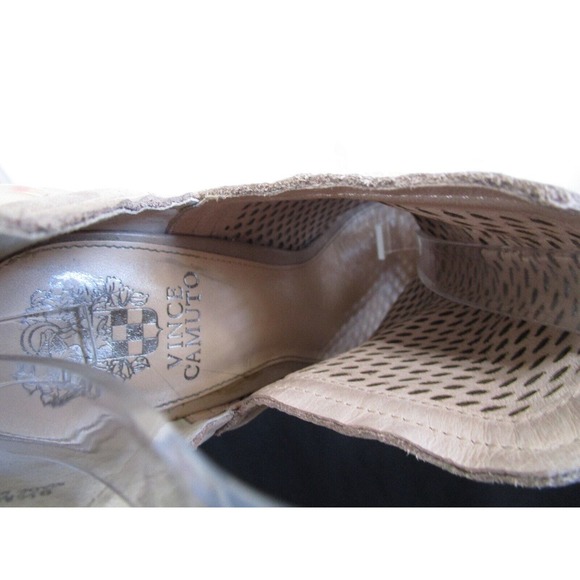 Vince Camuto Beige Perforated Suede High Heel Bootie Sandals Women Sz 9.5 M - Picture 15 of 15